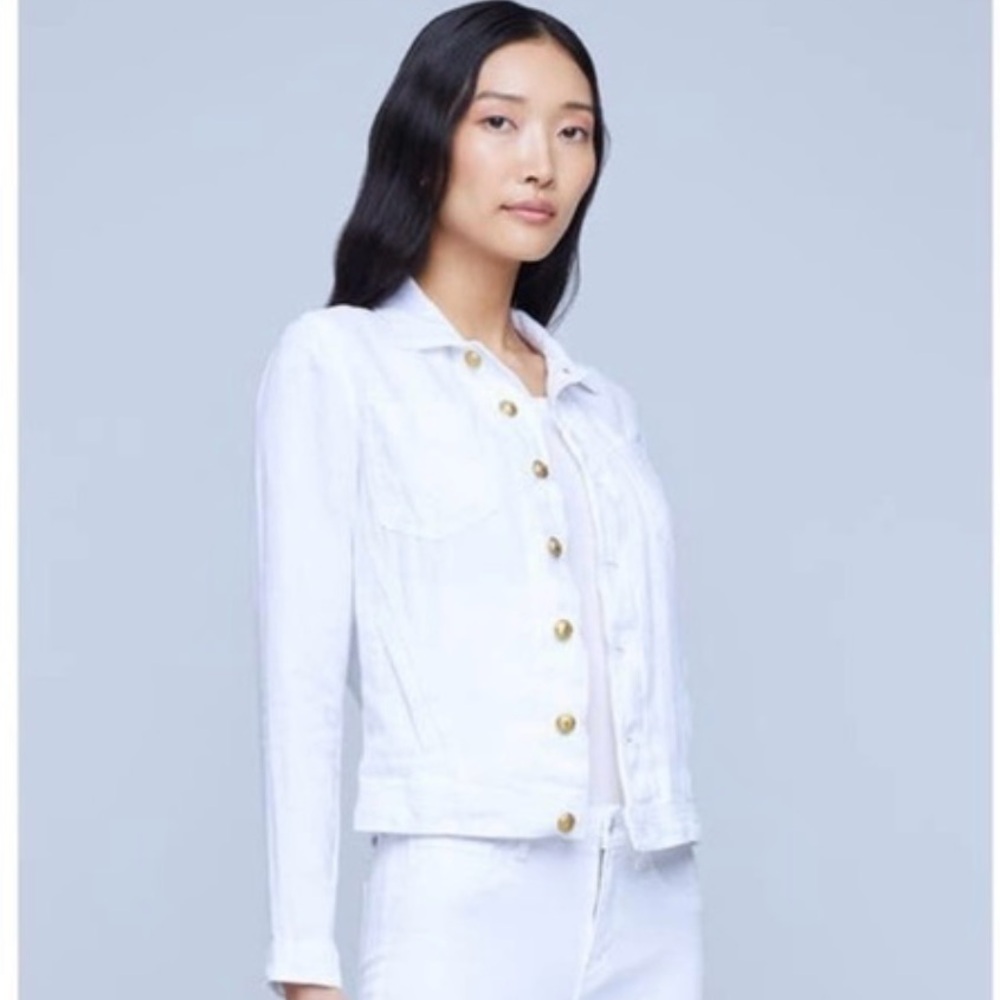 L'Agence Women's Blanc Celine Linen Jacket